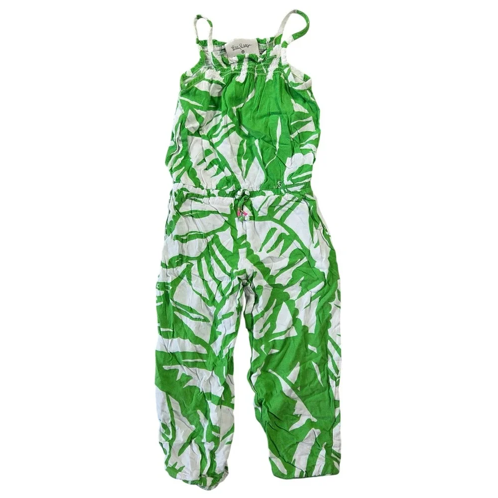 Lilly Pulitzer Target 20th Anniversary Green Palm Leaf Jumpsuit Kids 3T Summer